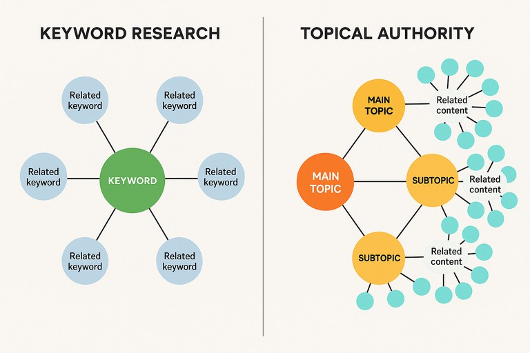 The difference between keyword research and topical authority
